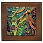 Outdoors Night Setting Scene Forest Woods Light Moonlight Nature Wilderness Leaves Branches Abstract Framed Tile