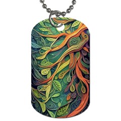 Outdoors Night Setting Scene Forest Woods Light Moonlight Nature Wilderness Leaves Branches Abstract Dog Tag (Two Sides) from UrbanLoad.com Front