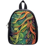 Outdoors Night Setting Scene Forest Woods Light Moonlight Nature Wilderness Leaves Branches Abstract School Bag (Small)