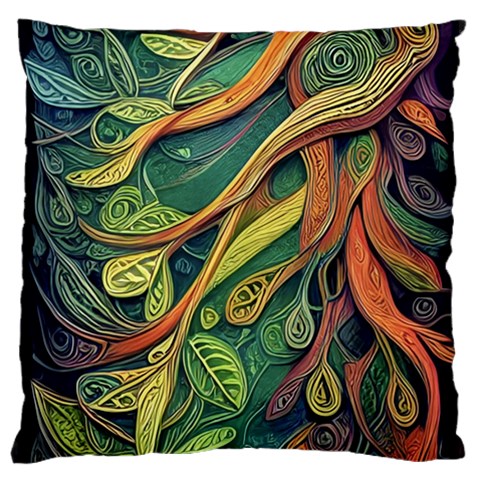 Outdoors Night Setting Scene Forest Woods Light Moonlight Nature Wilderness Leaves Branches Abstract Large Premium Plush Fleece Cushion Case (One Side) from UrbanLoad.com Front