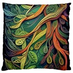 Outdoors Night Setting Scene Forest Woods Light Moonlight Nature Wilderness Leaves Branches Abstract Large Premium Plush Fleece Cushion Case (One Side)
