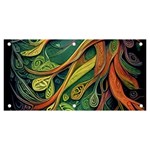 Outdoors Night Setting Scene Forest Woods Light Moonlight Nature Wilderness Leaves Branches Abstract Banner and Sign 6  x 3 
