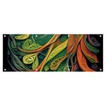 Outdoors Night Setting Scene Forest Woods Light Moonlight Nature Wilderness Leaves Branches Abstract Banner and Sign 8  x 3 