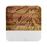 Outdoors Night Setting Scene Forest Woods Light Moonlight Nature Wilderness Leaves Branches Abstract Marble Wood Coaster (Square)