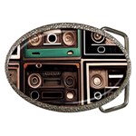 Retro Electronics Old Antiques Texture Wallpaper Vintage Cassette Tapes Retrospective Belt Buckles