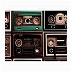 Retro Electronics Old Antiques Texture Wallpaper Vintage Cassette Tapes Retrospective Small Glasses Cloth