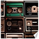 Retro Electronics Old Antiques Texture Wallpaper Vintage Cassette Tapes Retrospective Canvas 16  x 16 