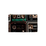 Retro Electronics Old Antiques Texture Wallpaper Vintage Cassette Tapes Retrospective Cosmetic Bag (Small)