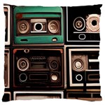 Retro Electronics Old Antiques Texture Wallpaper Vintage Cassette Tapes Retrospective Large Cushion Case (One Side)