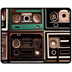 Retro Electronics Old Antiques Texture Wallpaper Vintage Cassette Tapes Retrospective Two Sides Fleece Blanket (Medium) from UrbanLoad.com 58.8 x47.4  Blanket Front