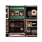 Retro Electronics Old Antiques Texture Wallpaper Vintage Cassette Tapes Retrospective Square Satin Scarf (30  x 30 )
