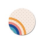 Abstract Geometric Bauhaus Polka Dots Retro Memphis Rainbow Magnet 3  (Round)
