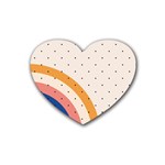 Abstract Geometric Bauhaus Polka Dots Retro Memphis Rainbow Rubber Coaster (Heart)