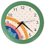 Abstract Geometric Bauhaus Polka Dots Retro Memphis Rainbow Color Wall Clock