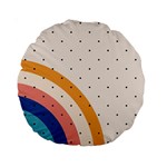Abstract Geometric Bauhaus Polka Dots Retro Memphis Rainbow Standard 15  Premium Round Cushions