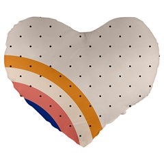 Abstract Geometric Bauhaus Polka Dots Retro Memphis Rainbow Large 19  Premium Heart Shape Cushions from UrbanLoad.com Front