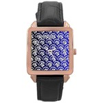 Pattern Floral Flowers Leaves Botanical Rose Gold Leather Watch 