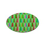 Trees Pattern Retro Pink Red Yellow Holidays Advent Christmas Sticker (Oval)