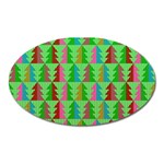 Trees Pattern Retro Pink Red Yellow Holidays Advent Christmas Oval Magnet