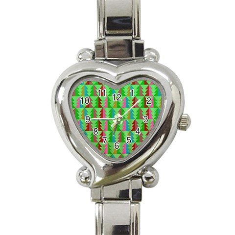 Trees Pattern Retro Pink Red Yellow Holidays Advent Christmas Heart Italian Charm Watch from UrbanLoad.com Front