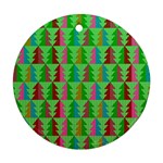 Trees Pattern Retro Pink Red Yellow Holidays Advent Christmas Round Ornament (Two Sides)