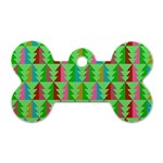 Trees Pattern Retro Pink Red Yellow Holidays Advent Christmas Dog Tag Bone (Two Sides)