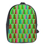 Trees Pattern Retro Pink Red Yellow Holidays Advent Christmas School Bag (Large)