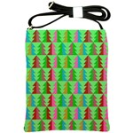 Trees Pattern Retro Pink Red Yellow Holidays Advent Christmas Shoulder Sling Bag