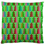 Trees Pattern Retro Pink Red Yellow Holidays Advent Christmas Large Cushion Case (Two Sides)