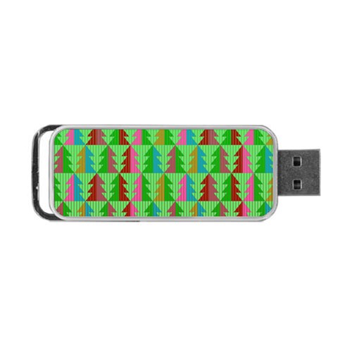 Trees Pattern Retro Pink Red Yellow Holidays Advent Christmas Portable USB Flash (One Side) from UrbanLoad.com Front