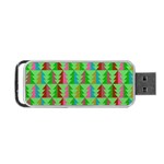 Trees Pattern Retro Pink Red Yellow Holidays Advent Christmas Portable USB Flash (One Side)