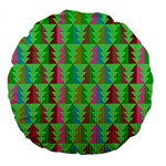 Trees Pattern Retro Pink Red Yellow Holidays Advent Christmas Large 18  Premium Round Cushions