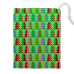 Trees Pattern Retro Pink Red Yellow Holidays Advent Christmas Drawstring Pouch (5XL)