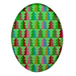 Trees Pattern Retro Pink Red Yellow Holidays Advent Christmas Oval Glass Fridge Magnet (4 pack)