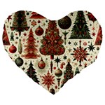Christmas Decoration Large 19  Premium Flano Heart Shape Cushions