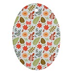 Background Pattern Flowers Design Leaves Autumn Daisy Fall Ornament (Oval)