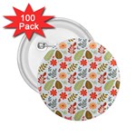 Background Pattern Flowers Design Leaves Autumn Daisy Fall 2.25  Buttons (100 pack) 