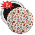 Background Pattern Flowers Design Leaves Autumn Daisy Fall 3  Magnets (10 pack) 