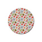 Background Pattern Flowers Design Leaves Autumn Daisy Fall Rubber Coaster (Round)
