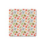 Background Pattern Flowers Design Leaves Autumn Daisy Fall Square Magnet