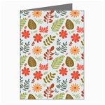 Background Pattern Flowers Design Leaves Autumn Daisy Fall Greeting Cards (Pkg of 8)