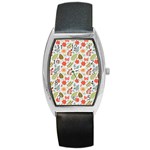 Background Pattern Flowers Design Leaves Autumn Daisy Fall Barrel Style Metal Watch