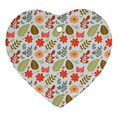 Background Pattern Flowers Design Leaves Autumn Daisy Fall Heart Ornament (Two Sides) from UrbanLoad.com Front