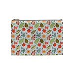 Background Pattern Flowers Design Leaves Autumn Daisy Fall Cosmetic Bag (Medium)