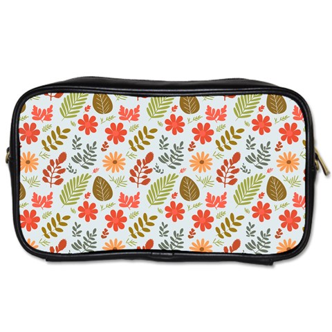 Background Pattern Flowers Design Leaves Autumn Daisy Fall Toiletries Bag (One Side) from UrbanLoad.com Front