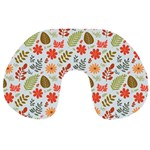Background Pattern Flowers Design Leaves Autumn Daisy Fall Travel Neck Pillow