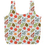 Background Pattern Flowers Design Leaves Autumn Daisy Fall Full Print Recycle Bag (XL)