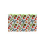 Background Pattern Flowers Design Leaves Autumn Daisy Fall Cosmetic Bag (XS)