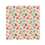 Background Pattern Flowers Design Leaves Autumn Daisy Fall Square Satin Scarf (30  x 30 )