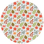 Background Pattern Flowers Design Leaves Autumn Daisy Fall Wooden Bottle Opener (Round)
